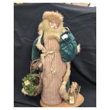 Folk Art Santa  with sack, basket, rocking Horse