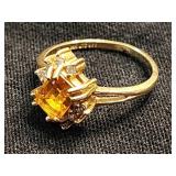 14 K gold ring with Citrine center stone and