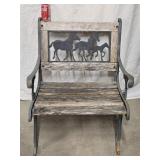 Iron and wood slat Patio or Park Armhair has