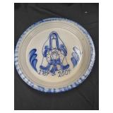 Eldreth Pottery Blue Decorated Stoneware 11" pie