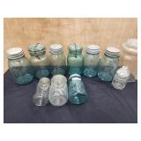 9 canning jars.  Ball, Shore Seal, Atlas and 1776