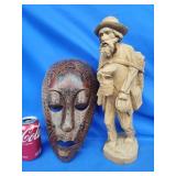Hand carved Indonesia mask and south American