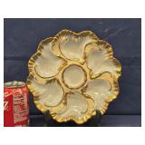Oyster Plate trimmed in gold paint marked Limoges