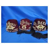 3 Fez hats "El Bekal" temple.  1979 and two 1983.