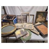 Large lot of prints and Frames Victorian and Deco