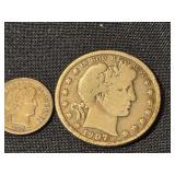 1907D Barber  Half Dollar  and 1903S Barber Dime