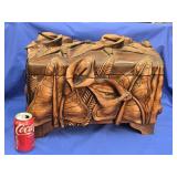 Ornate Hand carved Valuables Chest high relief