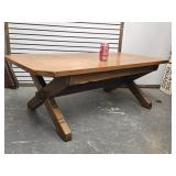 Oak Brandt  Sawbuck Trestle base cocktail table