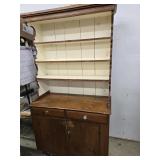 Pri mitive Pine Cupboard,  2 pc. Step-back, open