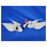 Pair Tundra Swans Preening swan 13" L and