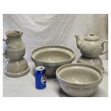 6 pc. Stoneware embossed with fruit and leaves