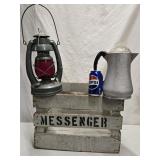 Red globe Lantern, Gaurdian Ware pitcher with