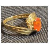 14K Gold Ring with oval Citrone center stone and