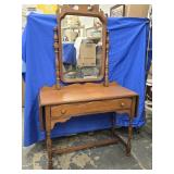Maple Vanity with mirror,  stretcher base,  1