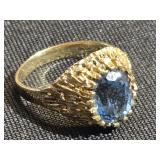 10K Gold Ring with blue Zircon stone look at