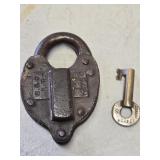 Antique B & O RR Padlock with key working