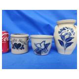 Eldreth Pottery  blue decorated crock 1989,