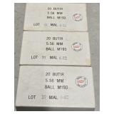 3 Boxes of 5.56 mm bullets  20 bullets each  60