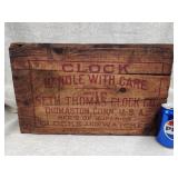 Seth Thomas wood advertising crate. Thomaston,