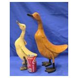 2 Vintage  Standing Wood carved Ducks one duck