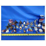 Lot of miniatures.   Metal, stoneware, glass,