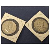1952D & 1954D Franklin Silver Half Dollars  look