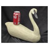 Carved wood Swan Decoy  16" body, curved neck,