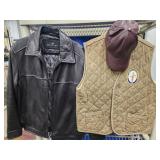 Dockers leather jacket MED, Leather baseball hat