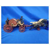 Cast Iron Horse drawn Fire wagon. Rep
