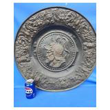 Hanging brass wall plate of Roman god Mars.  24"