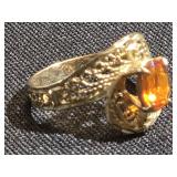 10K Gold Filigree Ring with Citrine stone look at