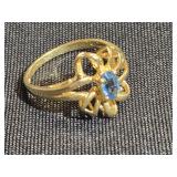 10K Gold Ring with Blue Zircon stone look at