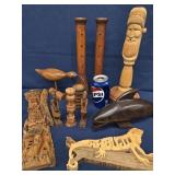 Wood Carvimgs lot - Lizard zpuzzle, Teak Dolphin