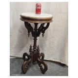 Victorian Walnut round marble top Banquet Lamp