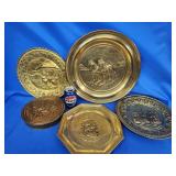 Brass embossed wall art.  Sail ship. Horse drawn