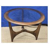 MCM Lane Silhouette round walnut glass top end