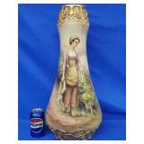 Royal Bonn 23" H. "F. Suttgenau" artist on vase.