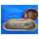 Wood balsa bowl 26.25" L and wood salad bowl
