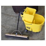Rubbermaid Commercial Mop bucket and a 24" push