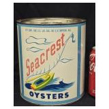 Seacrest Oysters, one gallon can, packed by H. B.