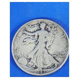 1943 Walking Liberty Half dollar coin.  Look at