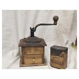 Coffees Grinder and Amazon Cocoa tin look at