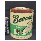 Bevans Fresh Oysters, one gallon tin can, , by