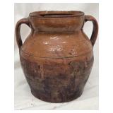 Early Redware 2 Handle Jug measures 10"h  no