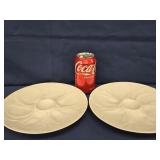 2 Ironstone 9" Oyster Plates embossed shells with