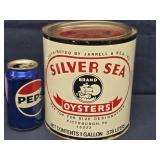 SILVER SEA Brand Oysters,  one gallon tin can,