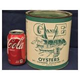 G and E Brand OYSTERS, one Gallon Tin can,  Mt.