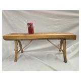 Small bench measures 30"w 7"d 12"h from slab wood