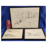 3 Vintage Coast Guard Sketches copies of 1 by