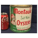 Montauk Salt Water Oysters , one gallon can tin,